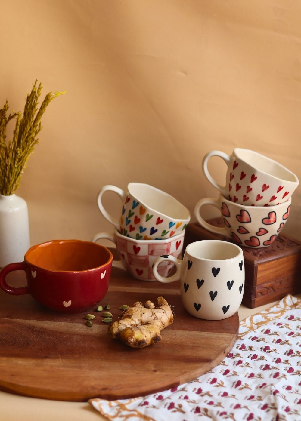 Set of 6 Heart Sip Mugs (for the price of 5) made by ceramic