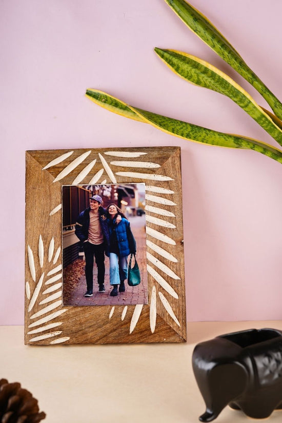 Craved Leaf photo frame handmade in india
