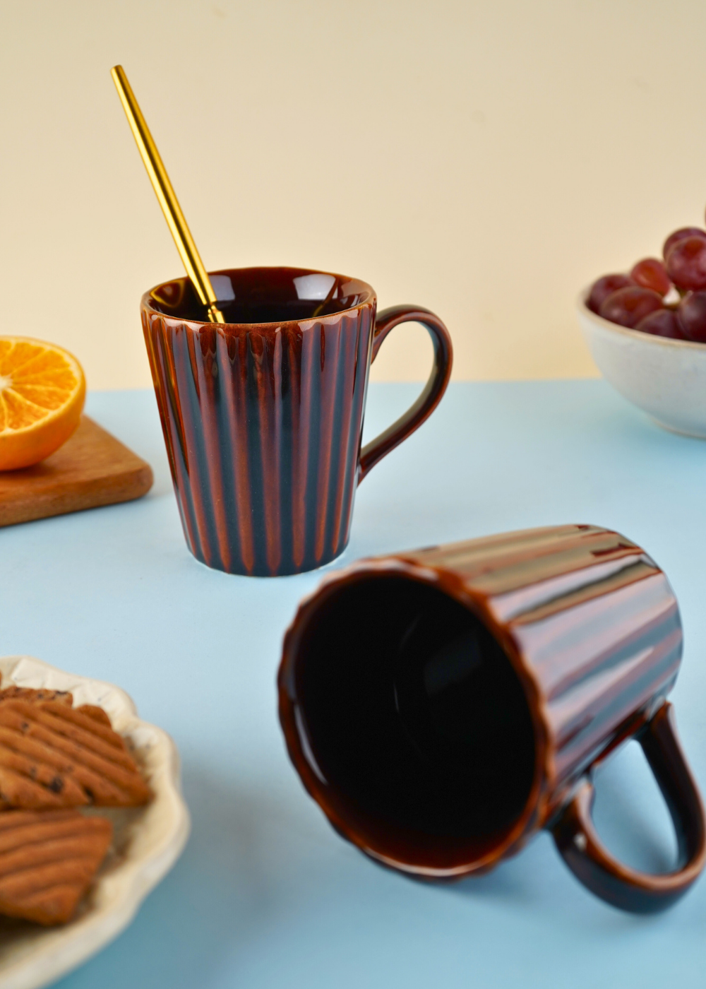 brown coffee mug with ceramic material