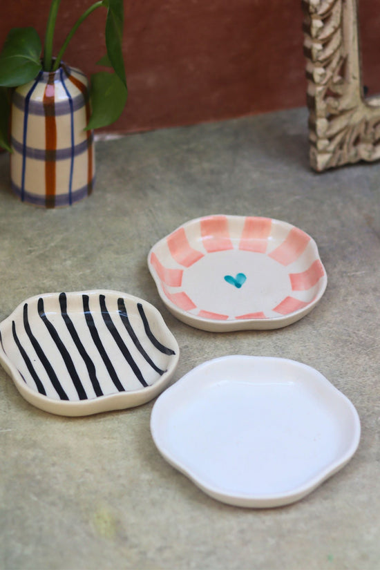 Zebra, Cat & White Handmade Dessert Plate - Set of 3