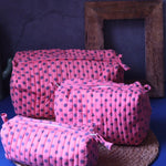 Handmade Polka Essential Toiletry Bag - Set of 3