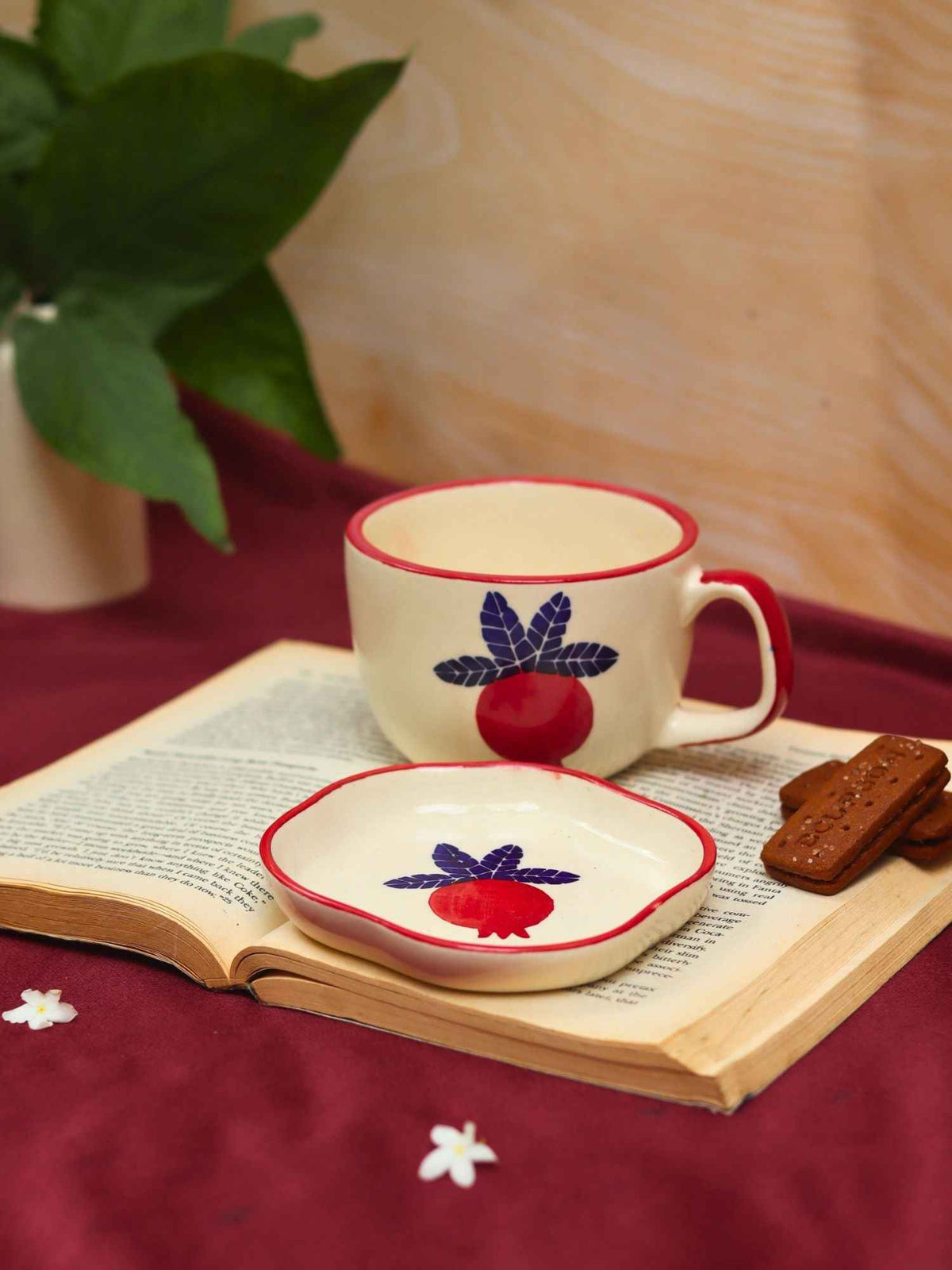 Set of 2 - Anar Mug & Handmade dessert Plate combo