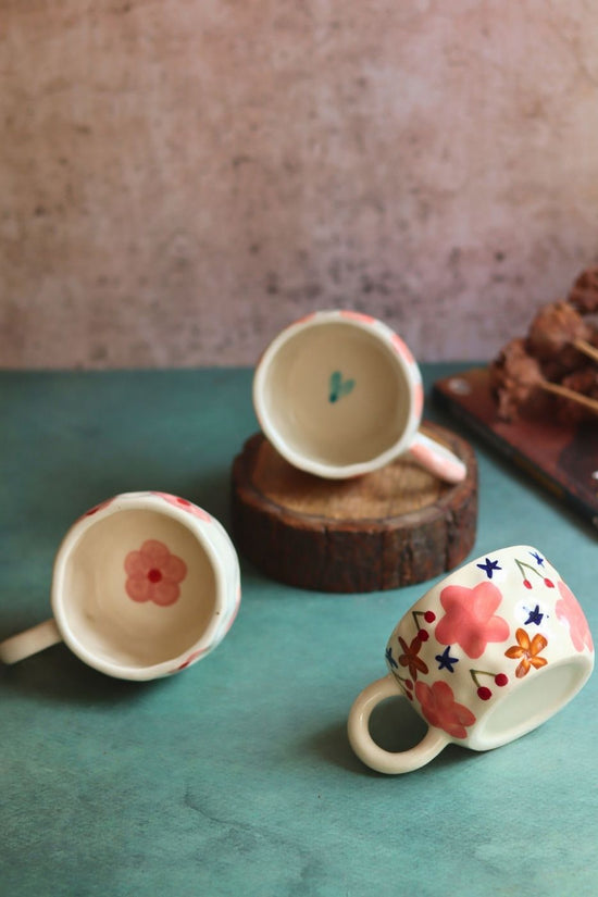 Set of 3 - Spring Heartbeat Mugs made by ceramic