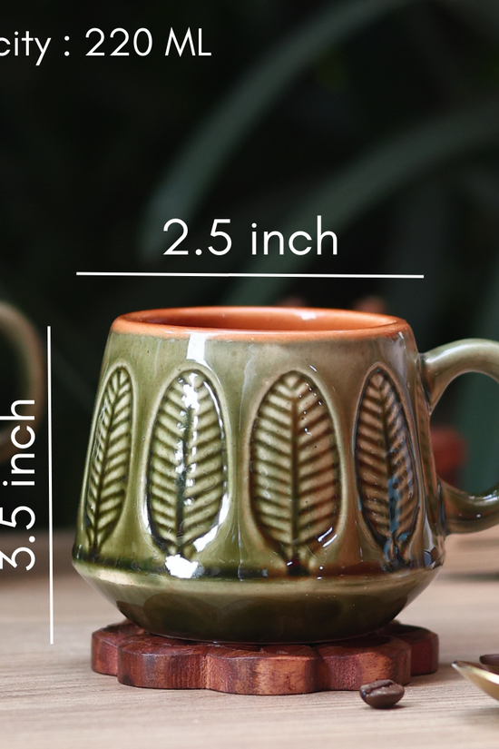 Green serene coffee mug height & breadth