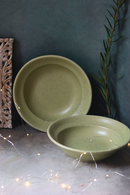 Army green dinnerware pasta plates 