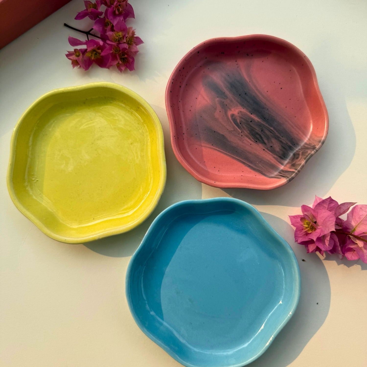 handmade Set of 3 - Neutral Handmade dessert plates combo