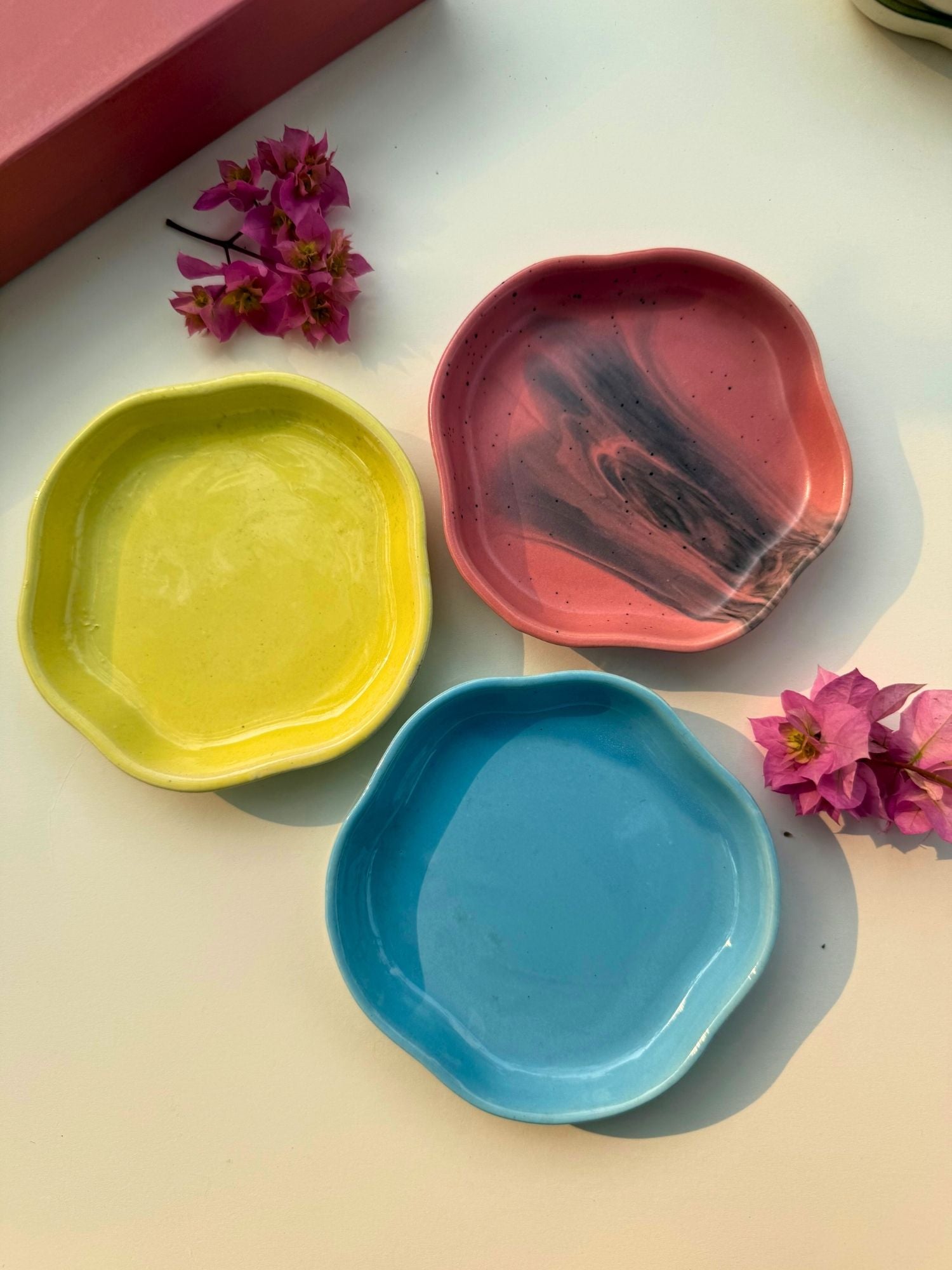 handmade Set of 3 - Neutral Handmade dessert plates combo