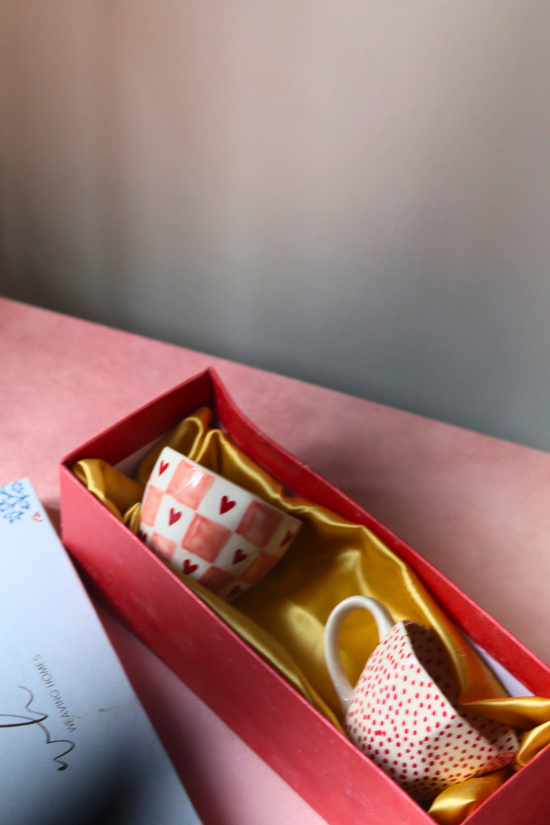 Handmade coffee mug in box