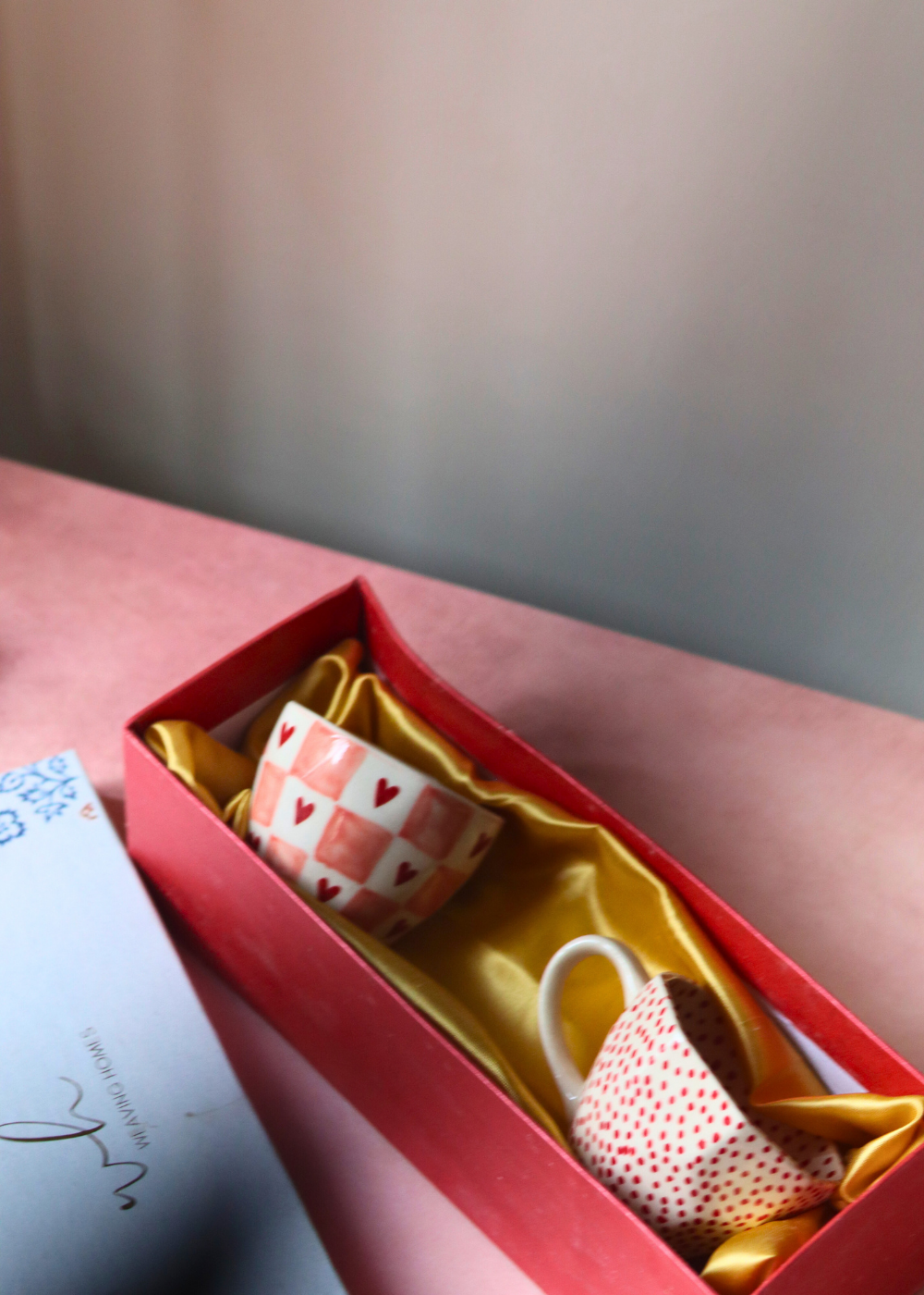 Handmade coffee mug in box