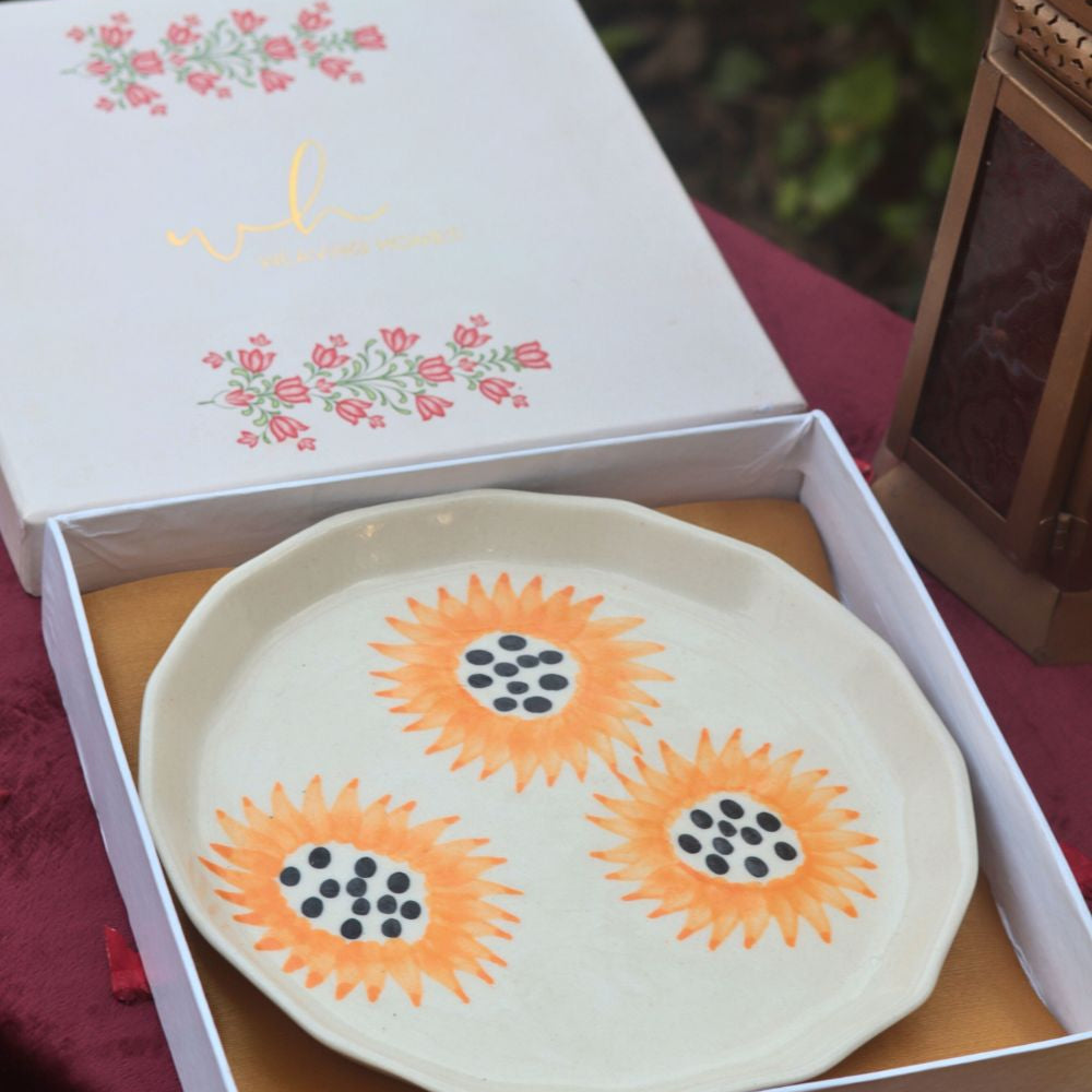 Handmade Sunflower Plate in a Gift Box