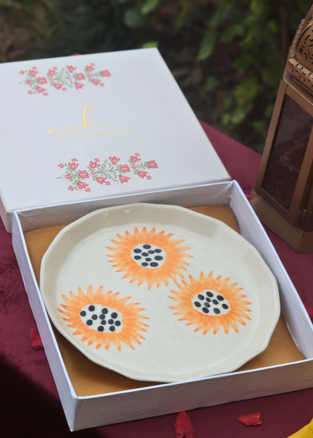 Handmade Sunflower Plate in a Gift Box