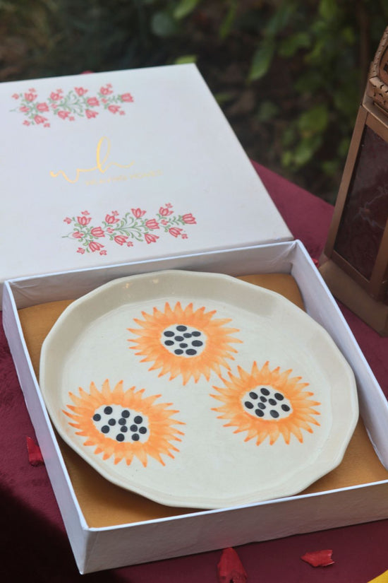 Handmade Sunflower Plate in a Gift Box