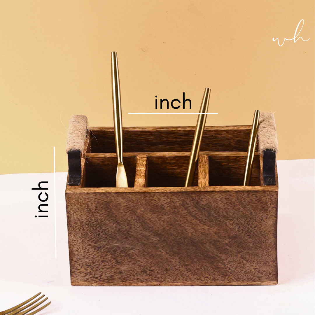Wooden cutlery holder height & breadth