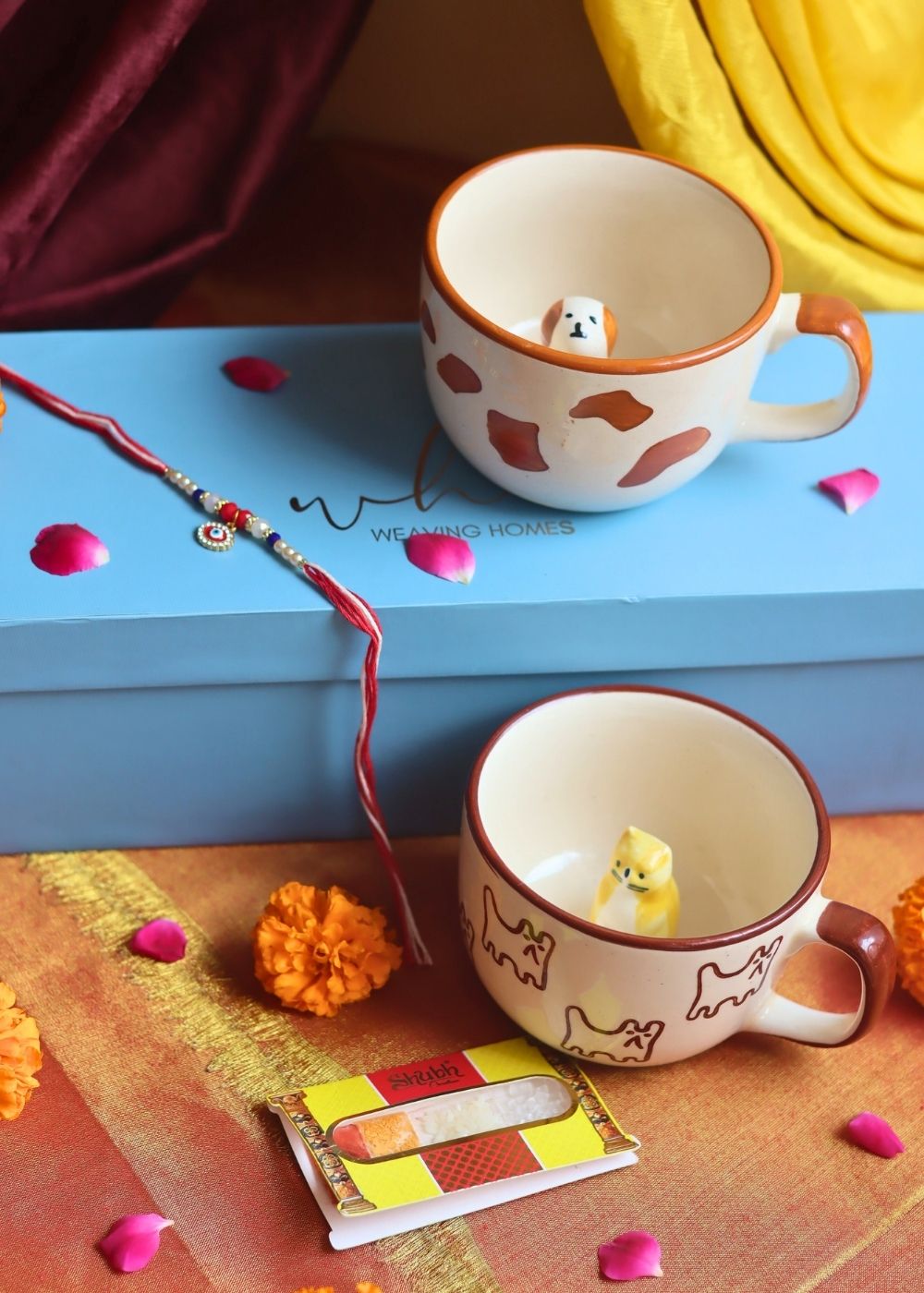 Handmade Dog & OG Cat Mug rakhi Gift Box
