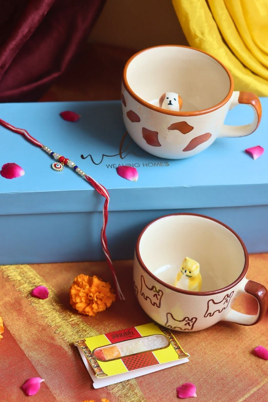 Handmade Dog & OG Cat Mug rakhi Gift Box