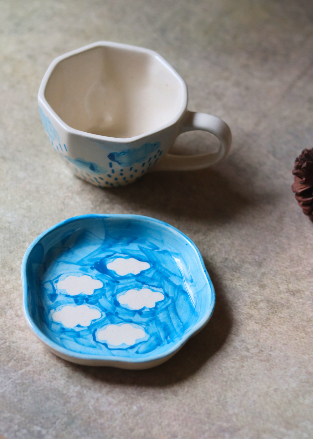 cloud mug & cloud dessert plate made by ceramic 