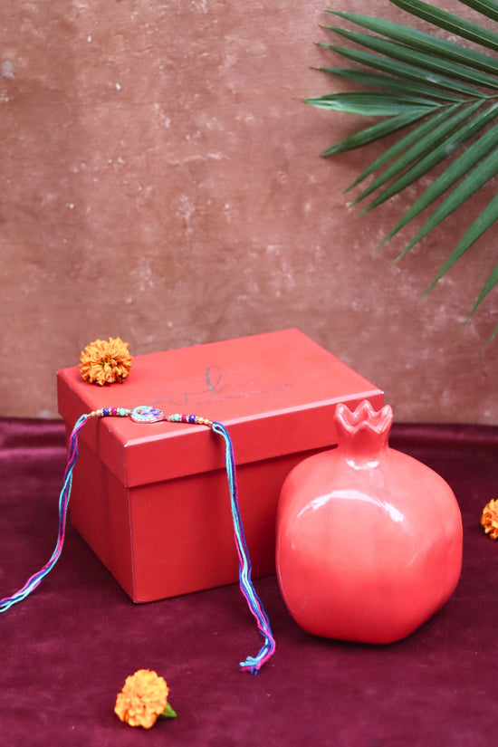 Red Anar vase rakhi Gift Box with premium quality material