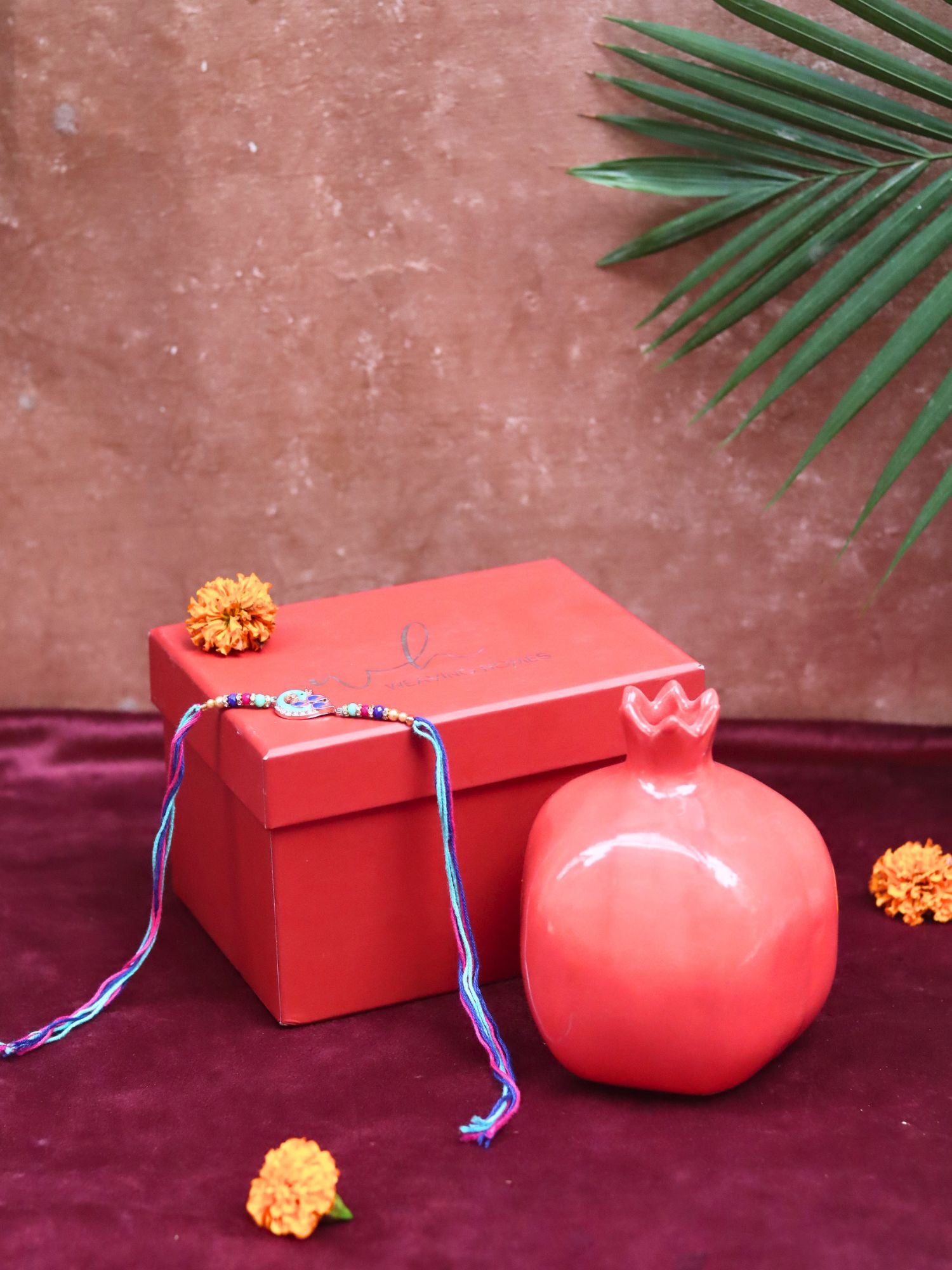 Red Anar vase rakhi Gift Box with premium quality material