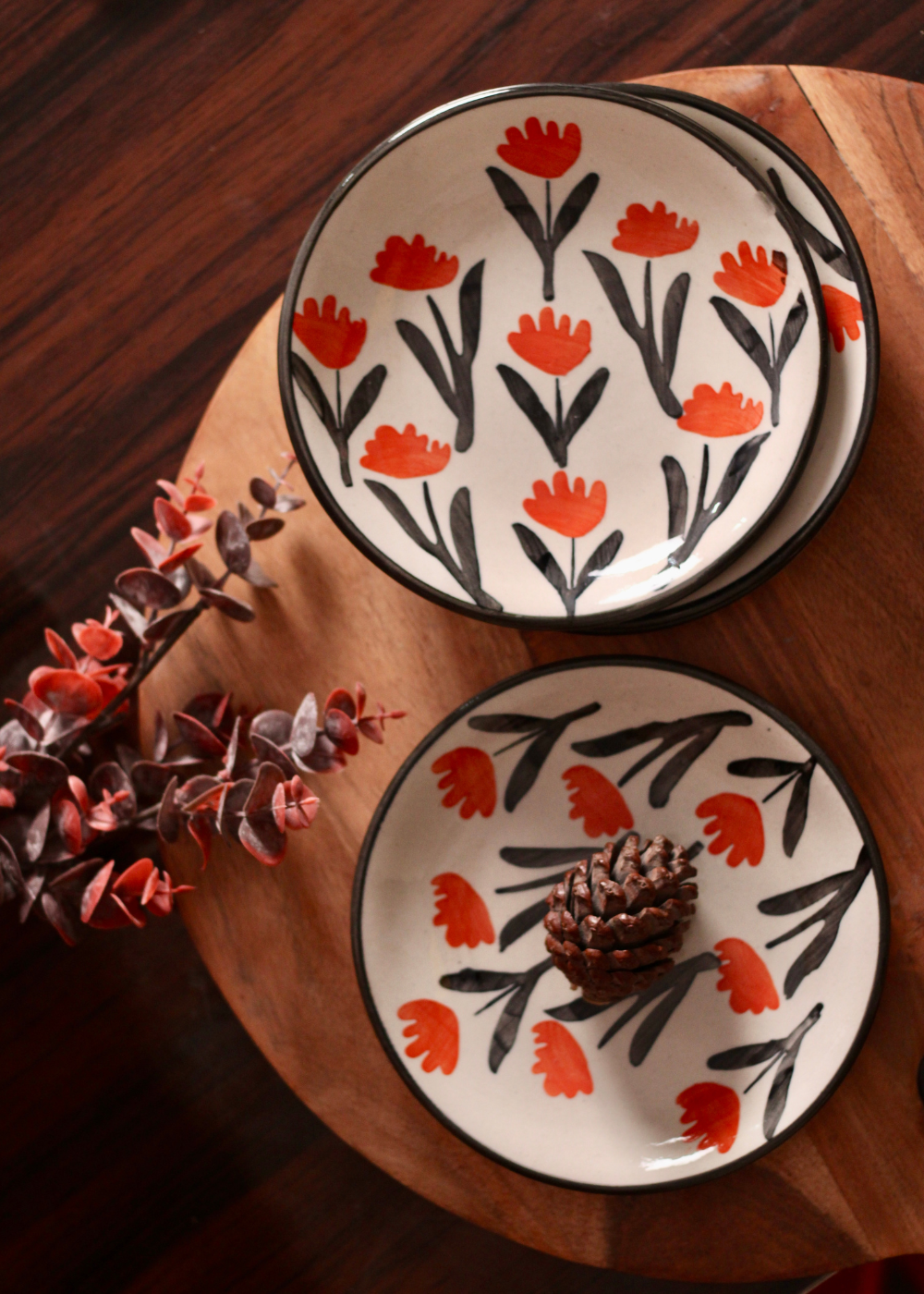 Handmade ceramic dinner plates tulip fields