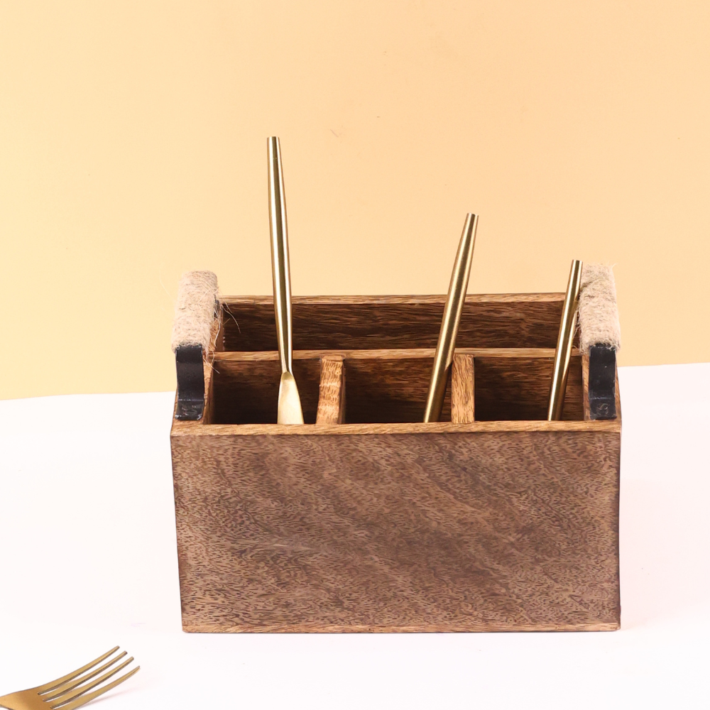 Handmade wooden cutlery & tissue holder