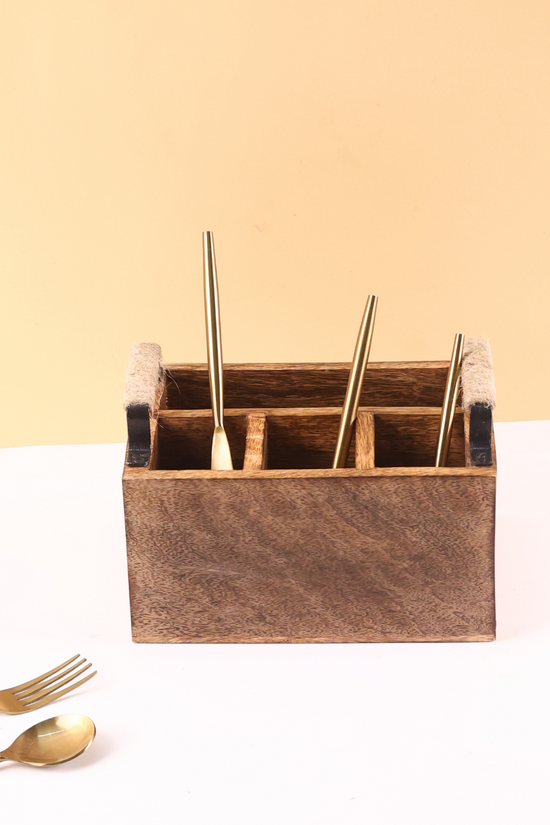 Handmade wooden cutlery & tissue holder