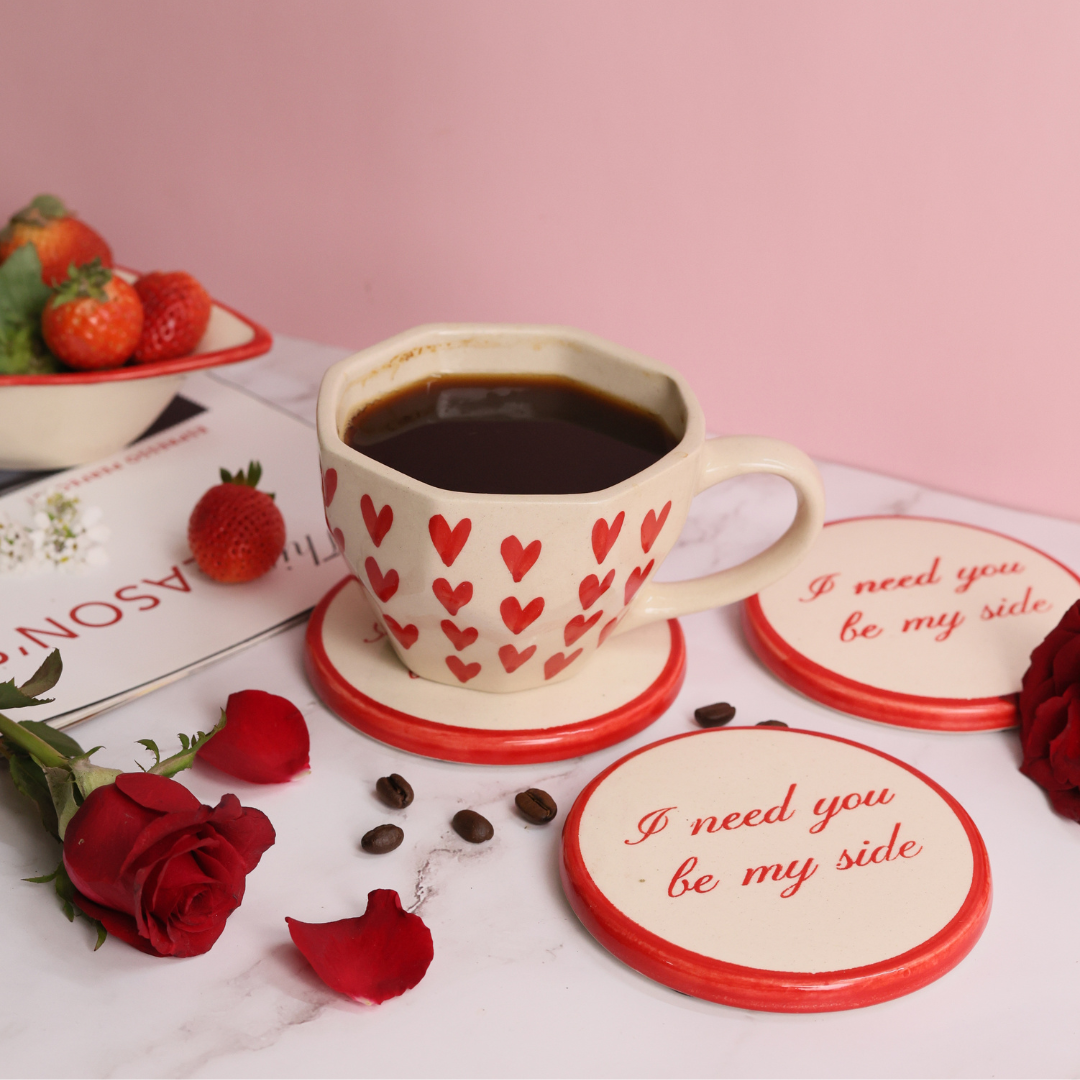 handmade mug with coaster for your loved one 
