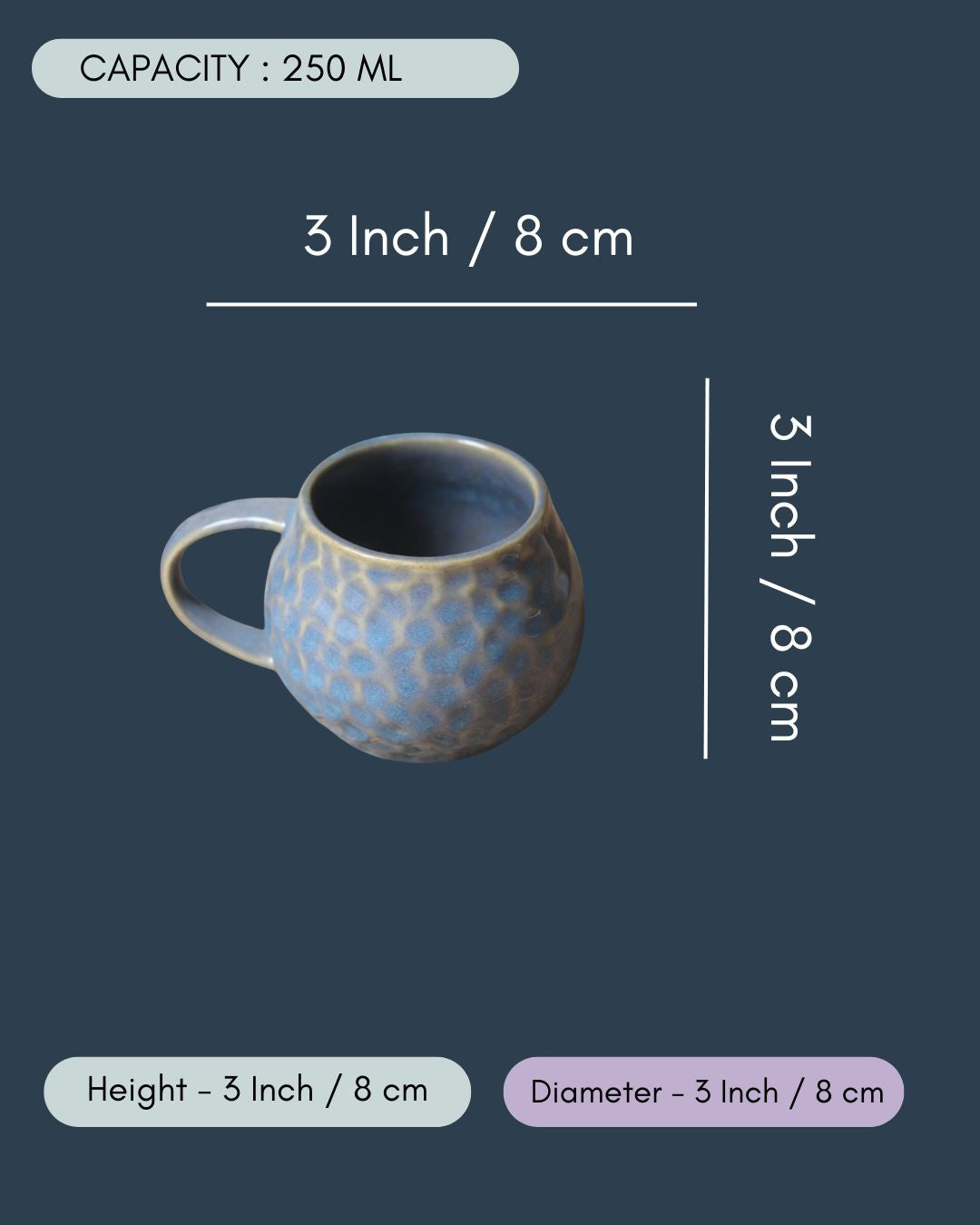 Grey Honeycomb Mug - Set of 6