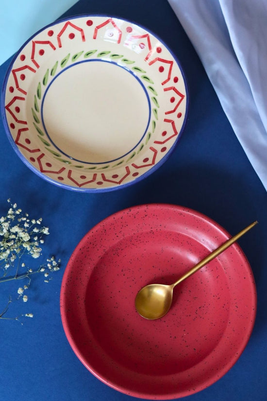 Handmade Indie & Deep Red Pasta plate