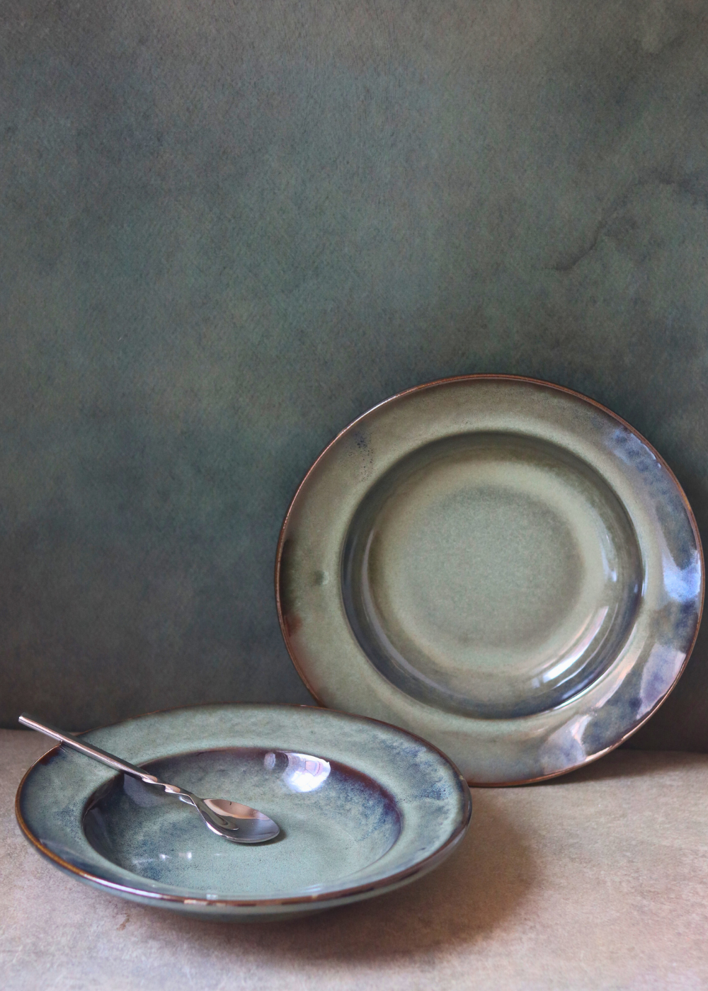 Serveware olive ceramic pasta plates