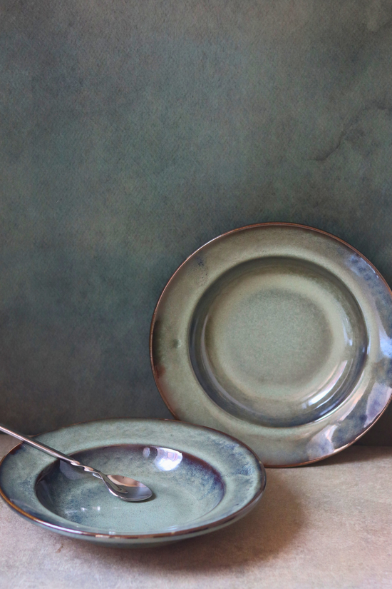 Serveware olive ceramic pasta plates