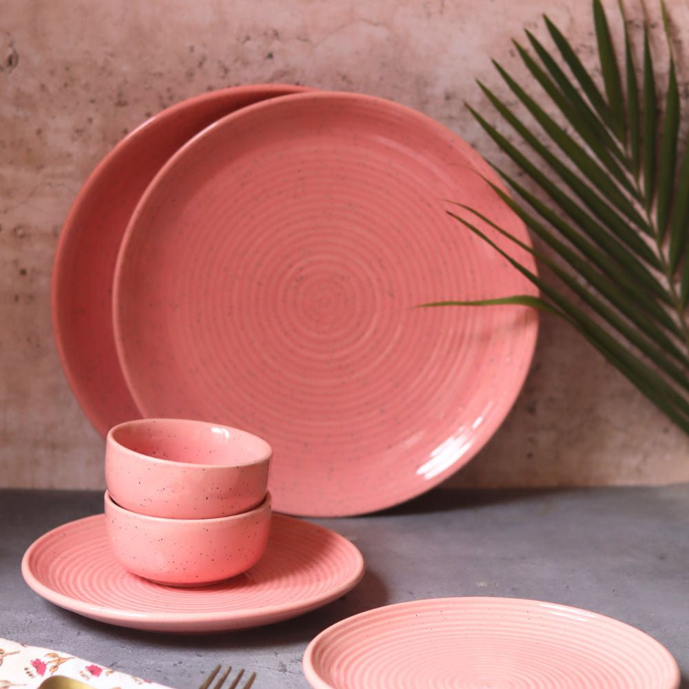 Set of 6 - Rosy Pink Dinner Set made by ceramic