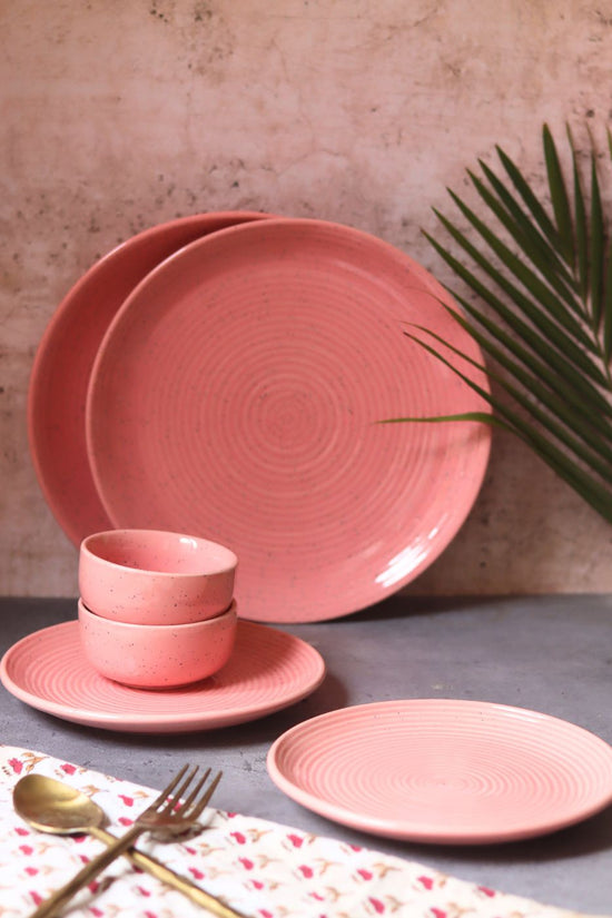 Set of 6 - Rosy Pink Dinner Set made by ceramic