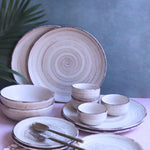 Set of 14 -  Brown & White Dinner Set made by ceramic