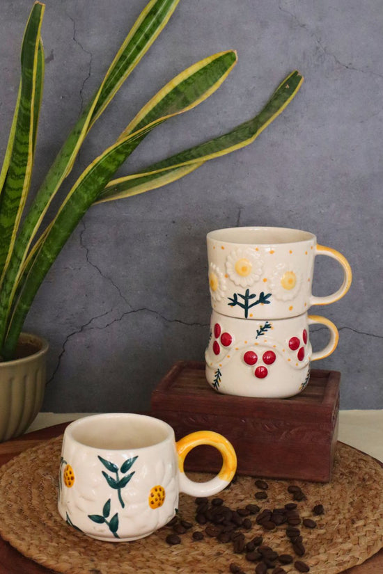 set of 3 ceramic mugs made by ceramic