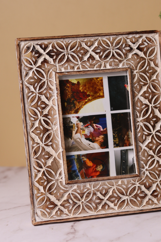 Floral wooden photo frame 