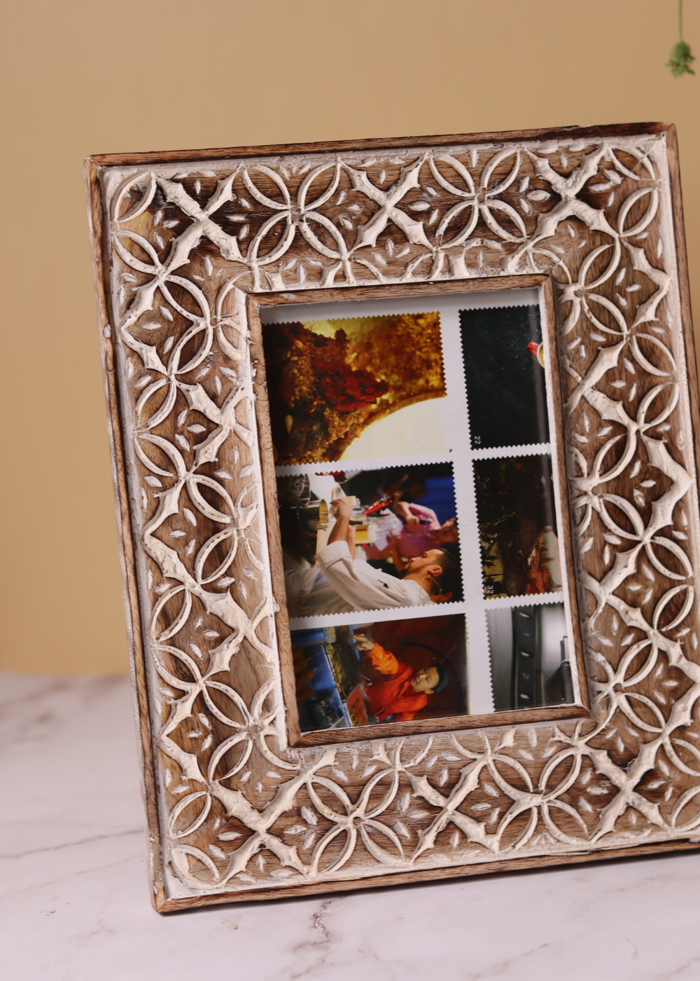 Rustic White Floral Wooden Frame