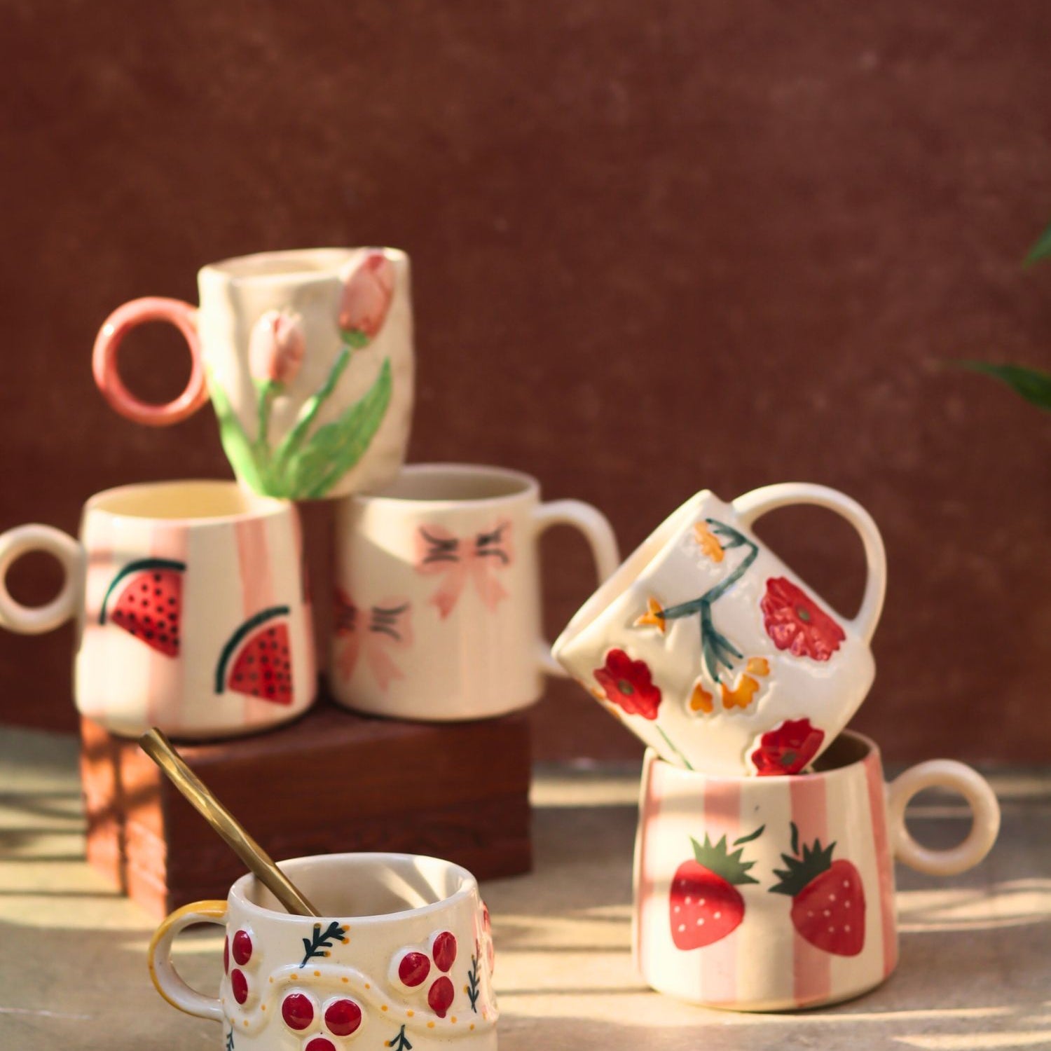 handmade Set of 6 Cozy Morning Mugs (for the price of 5)