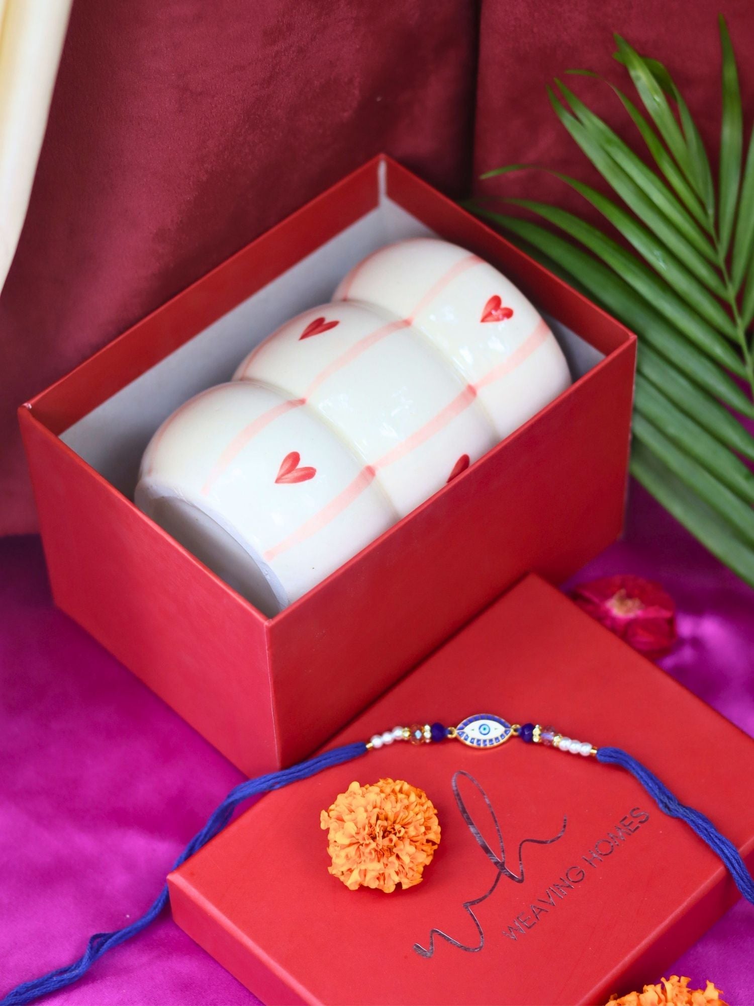Heart Sipper with Rakhi Gift box handmade in India