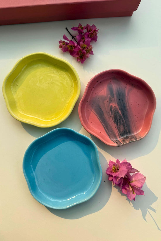 Set of 3 - Neutral Handmade dessert plates combo made by ceramic