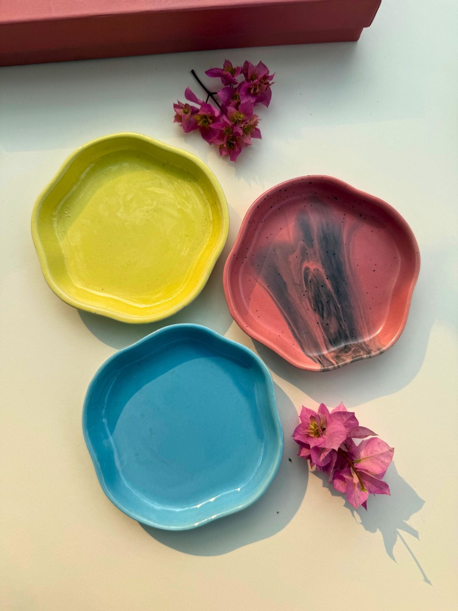 Set of 3 - Neutral Handmade dessert plates combo made by ceramic