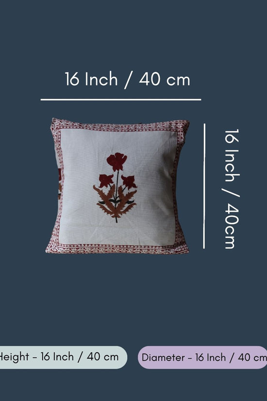 Maroon Floral Block Printed Cushion Cover