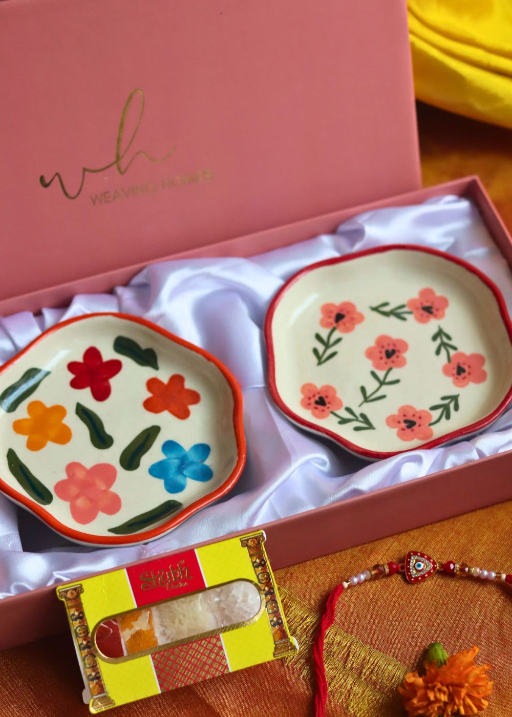 Brightday & Poppy Handmade Dessert plate Rakhi Gift box handmade in India