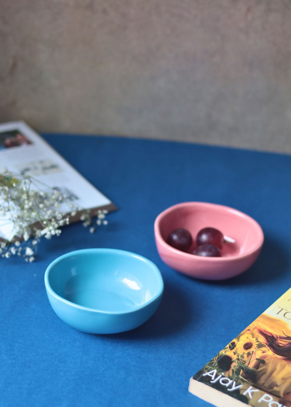 Handmade Set of 2 - Sky Blue & Pink Nut Bowls