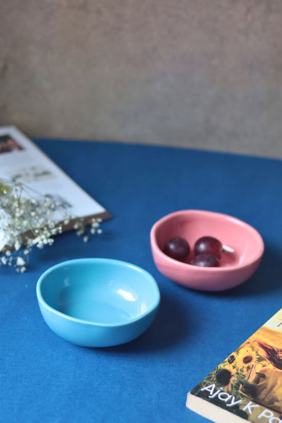 Handmade Set of 2 - Sky Blue & Pink Nut Bowls