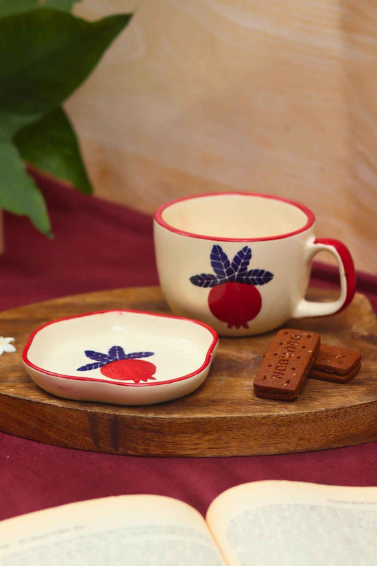 Set of 2 - Anar Mug & Handmade dessert Plate combo