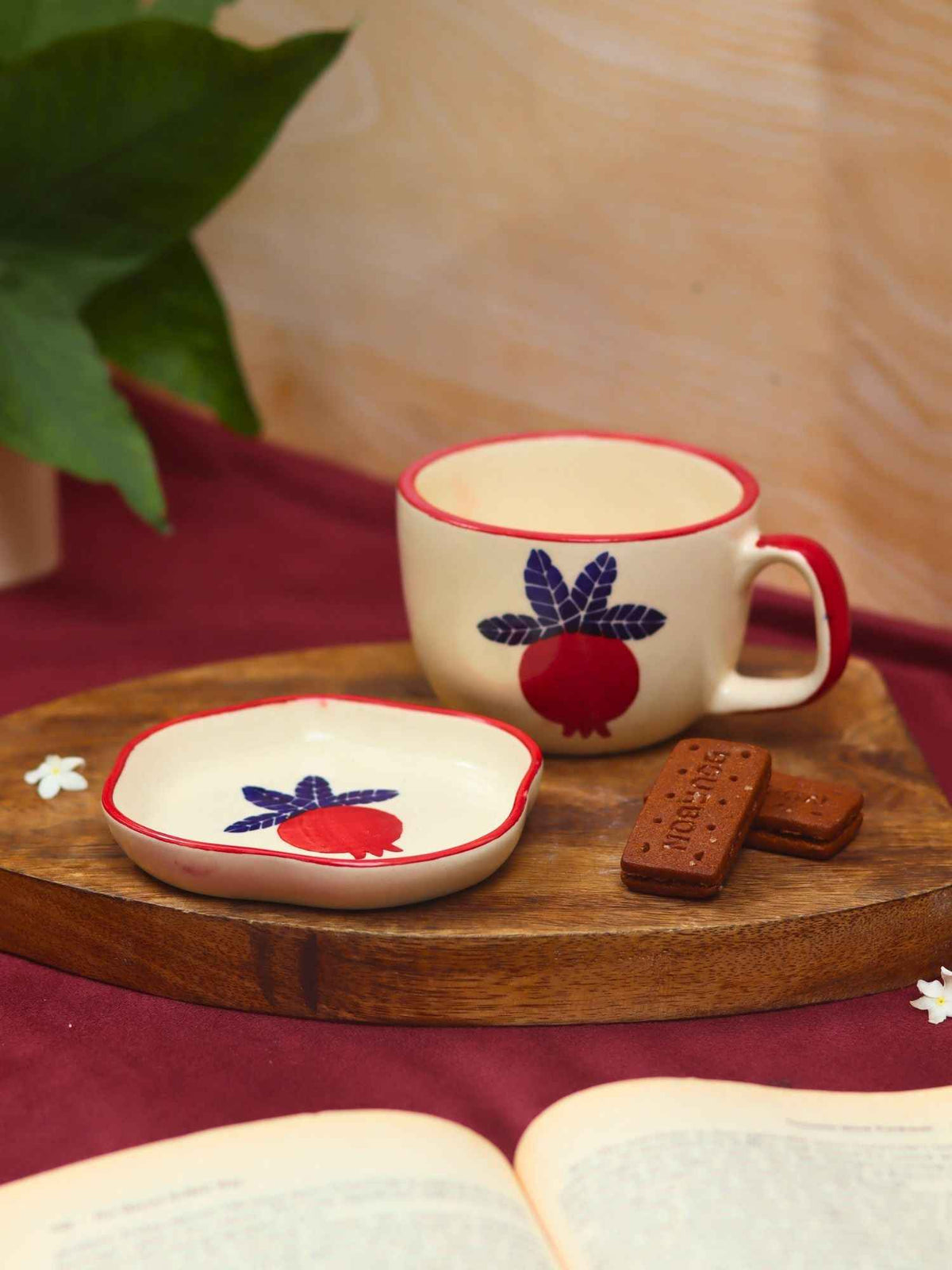 Set of 2 - Anar Mug & Handmade dessert Plate combo