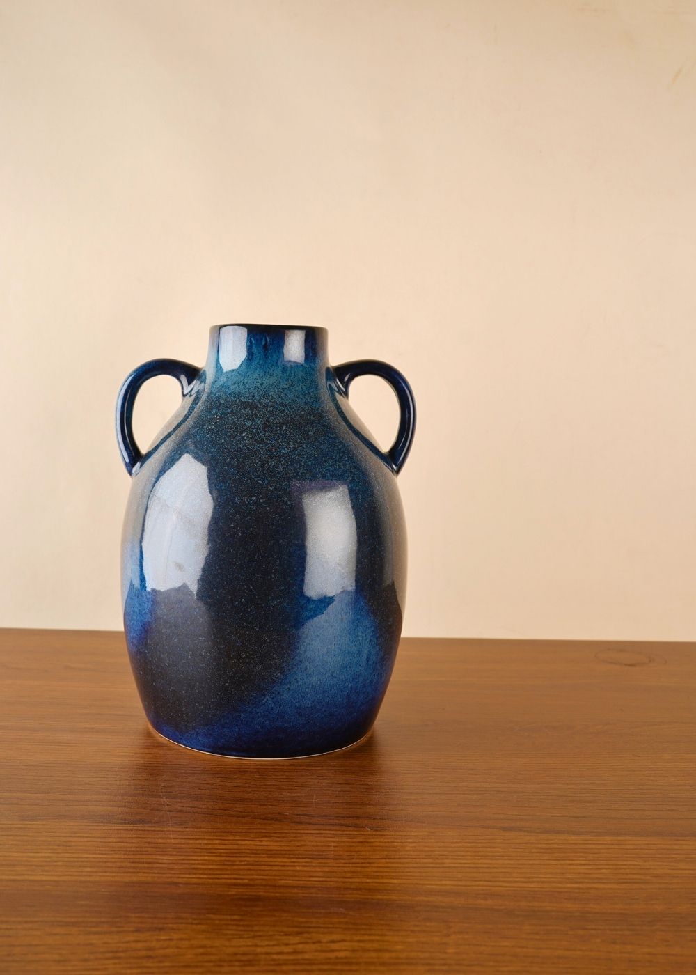 royal blue statement vase with glossy finish