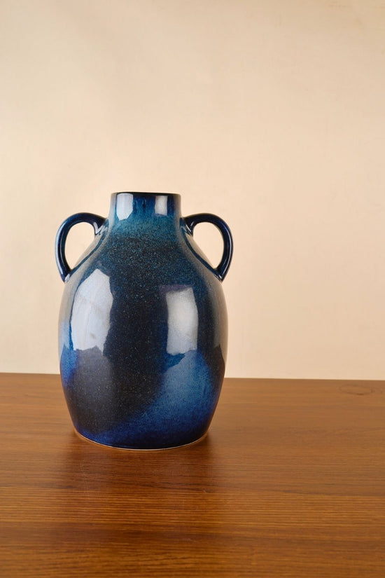 royal blue statement vase with glossy finish