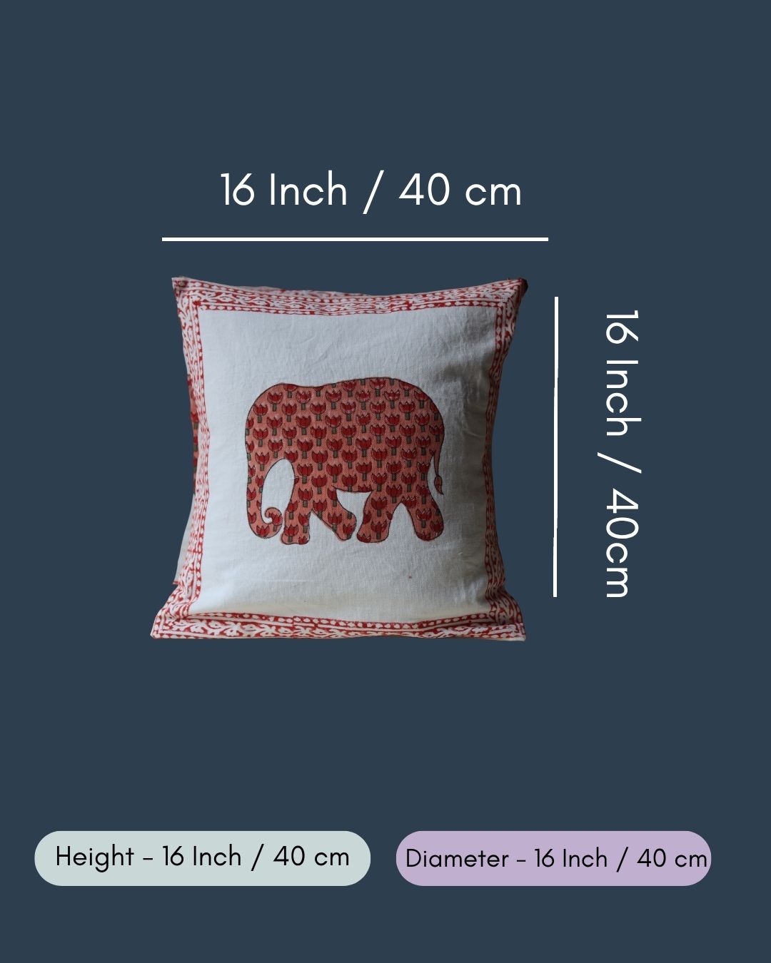 Ele Block Printed Cushion Cover