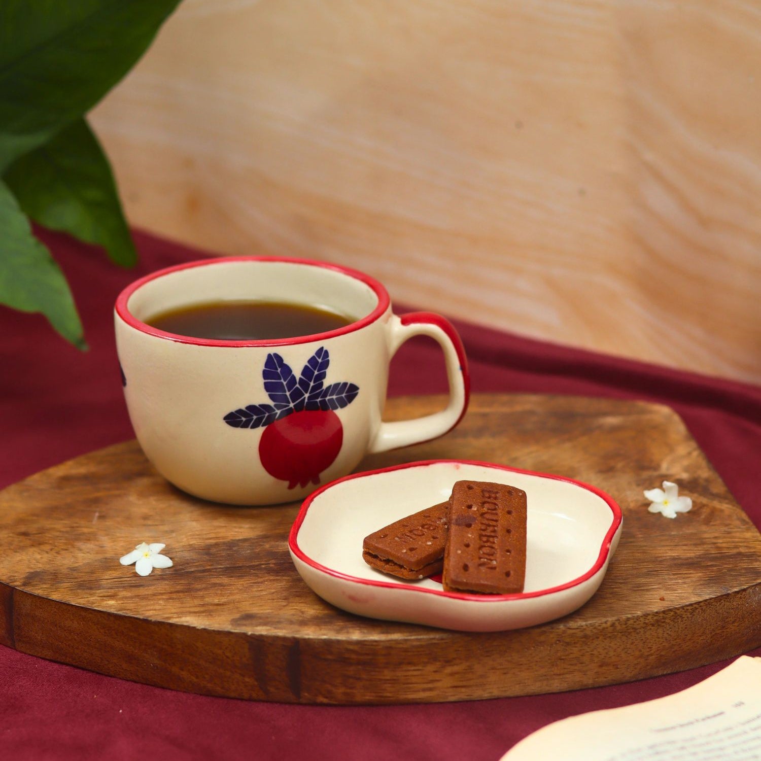 Set of 2 - Anar Mug & Handmade dessert Plate combo with premium quality material